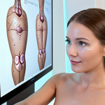 **Prompt 1: Futuristic Aesthetics Clinic: AI & AR Enhanced Consultation**
    A modern, brightly lit aesthetic clinic. An elegant, professional aesthetician is sitting opposite a client, looking at a large, transparent screen displaying a sophisticated AI-powered facial diagnostic map of the client's skin, showing detailed analysis of pores, hydration, and spots. The aesthetician is gesturing towards the screen, explaining the data. Subtle augmented reality overlays (e.g., simulated post-treatment results or a futuristic "crystal ball" effect showing future skin improvements) are subtly visible around the client's face or on an adjacent display. The atmosphere is one of trust, high-tech precision, and personalized care, emphasizing how technology enhances human expertise for a confident client experience.