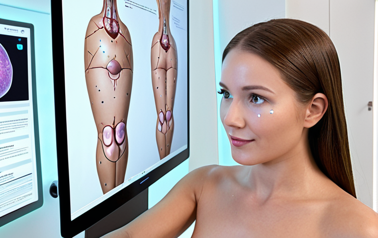 **Prompt 1: Futuristic Aesthetics Clinic: AI & AR Enhanced Consultation**
    A modern, brightly lit aesthetic clinic. An elegant, professional aesthetician is sitting opposite a client, looking at a large, transparent screen displaying a sophisticated AI-powered facial diagnostic map of the client's skin, showing detailed analysis of pores, hydration, and spots. The aesthetician is gesturing towards the screen, explaining the data. Subtle augmented reality overlays (e.g., simulated post-treatment results or a futuristic "crystal ball" effect showing future skin improvements) are subtly visible around the client's face or on an adjacent display. The atmosphere is one of trust, high-tech precision, and personalized care, emphasizing how technology enhances human expertise for a confident client experience.