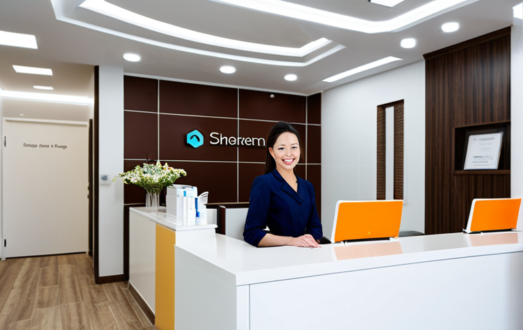 피부관리 클리닉 개업 사례 - Modern Skin Clinic Reception** "A brightly lit, modern skin clinic reception area with comfortable ...