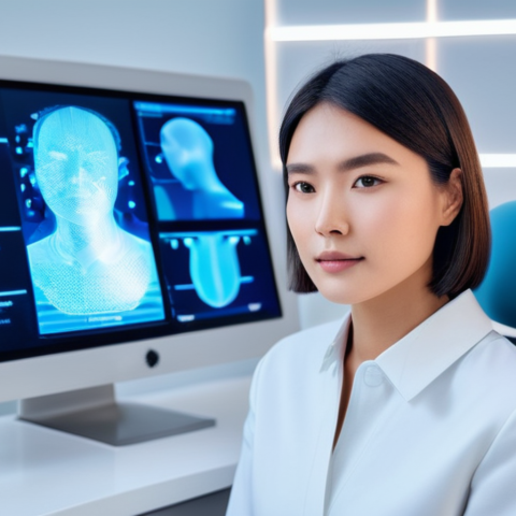 피부관리 고객 서비스에서의 프라이버시 보호 - **Prompt 1: AI-Powered Personalized Skin Analysis in a Modern Clinic** A sophisticated 30-year-o...