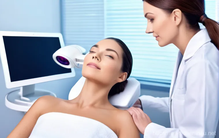 피부관리사의 클리닉에서의 일상 - **Aesthetician's Morning Ritual:** "A highly professional aesthetician, in her early 30s, meticu...