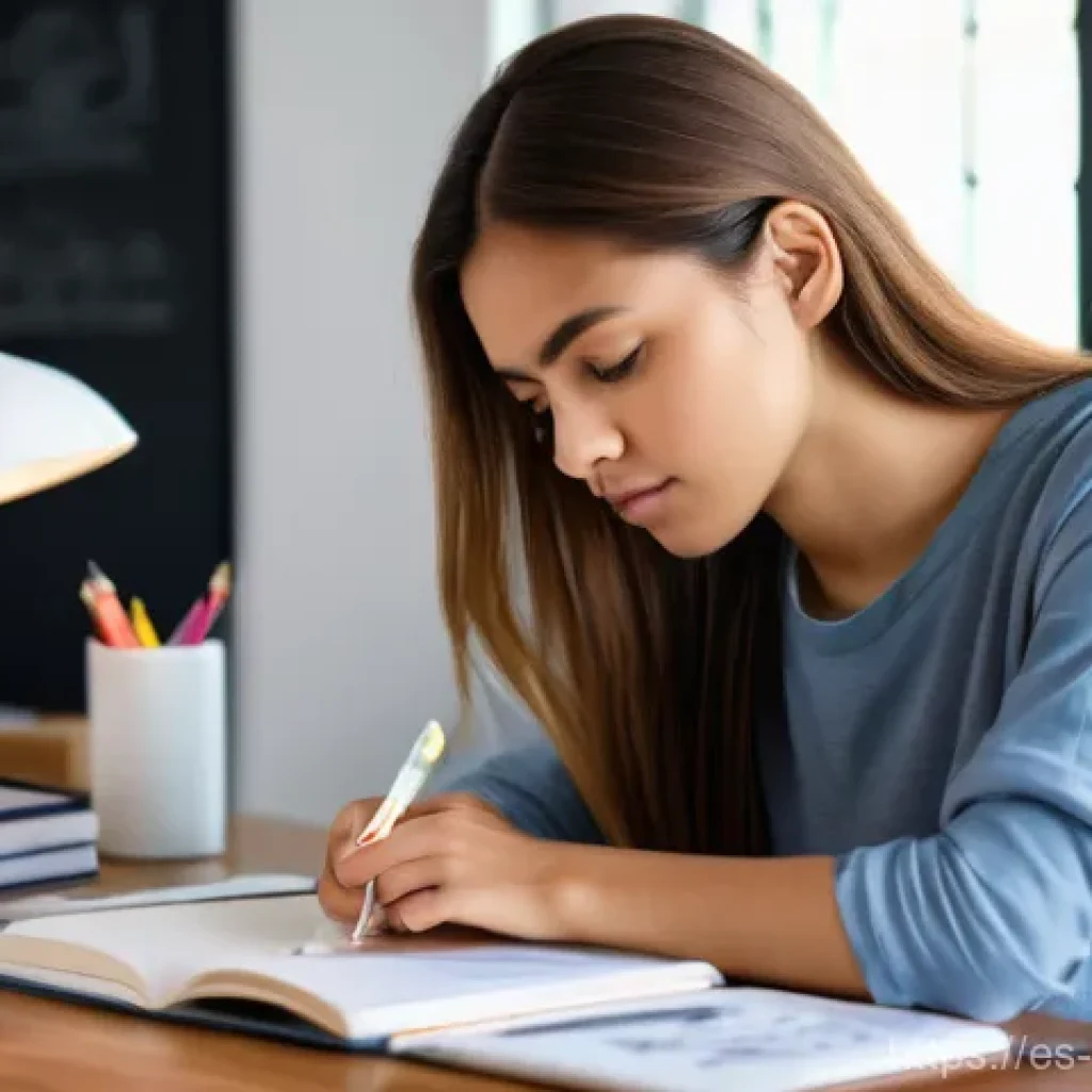 피부관리사의 시험 대비 학습법 - **Prompt:** A focused young female student (early 20s, with a studious expression) is deeply engross...