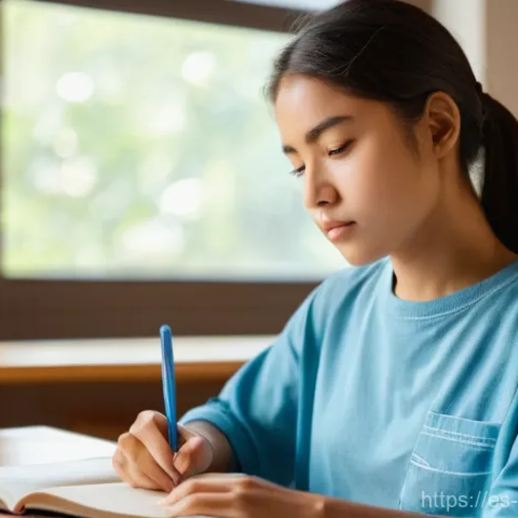 피부관리사의 시험 준비 전략 사례 - **Prompt:** A focused young female student, approximately 20-25 years old, with neatly tied-back hai...