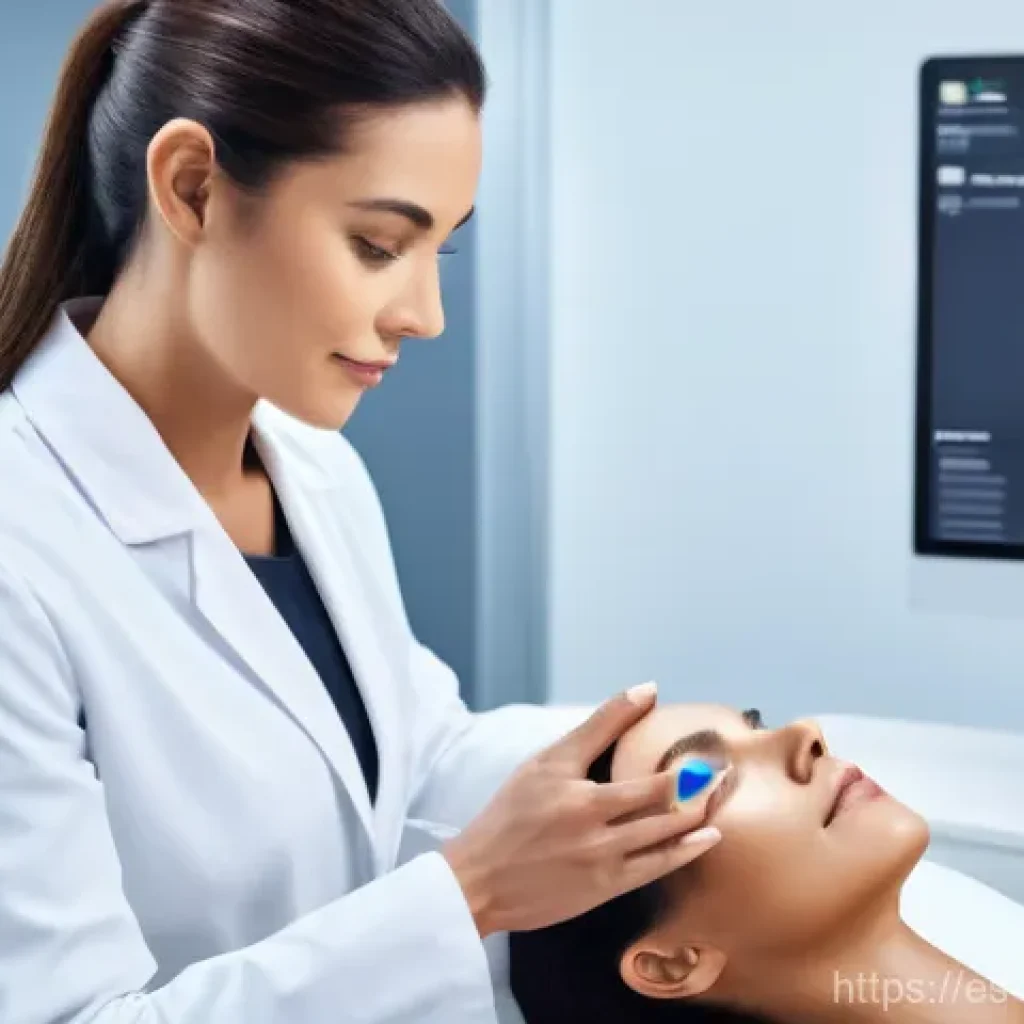 피부관리사의 필수 학습 팁 - **AI-Powered Skin Analysis in a Modern Clinic**
A sophisticated, high-resolution image featuring...