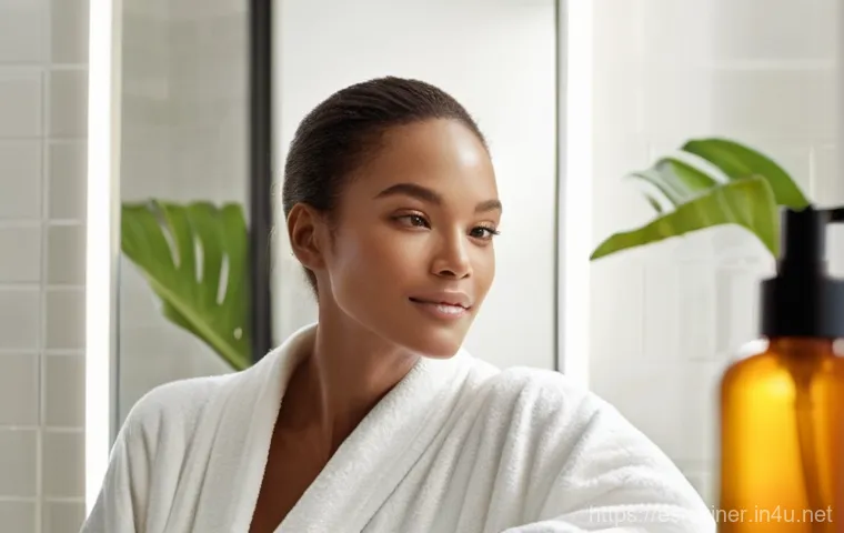 피부관리사의 스킨케어 브랜드 추천 - **Prompt 1: The Glow of Trusted Skincare and Star Ingredients** "A confident and radiant woman, ...