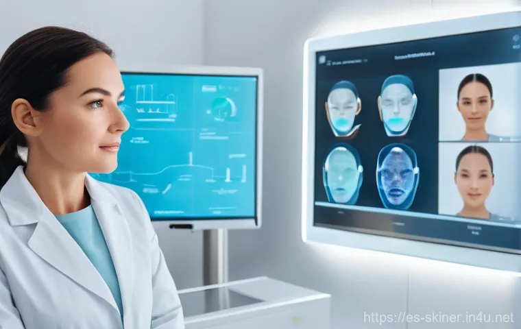 피부관리사 시험 최신 기출문제 분석 - **Prompt: Future of Skin Analysis** A highly detailed, ultra-realistic image of a modern estheti...