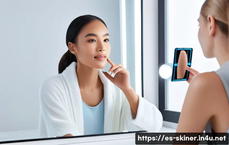 피부관리 고객별 데이터 분석 및 활용 - **Prompt:** A diverse young adult (20s-30s) with clear, healthy skin, dressed in elegant, comfortabl...