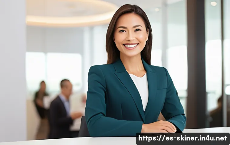 피부관리사로서의 명함 제작 및 네트워킹 - **Prompt:** A vibrant, professional female aesthetician, dressed in a sleek, modern business casual ...