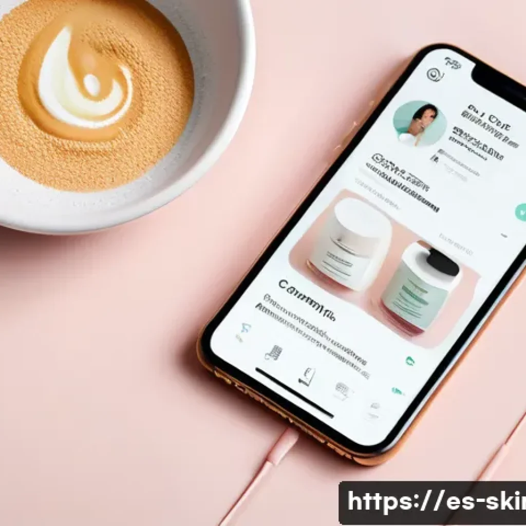 피부관리사의 비즈니스 마케팅 전략 - A professional aesthetician’s social media profile setup scene, showing a sleek smartphone screen wi...