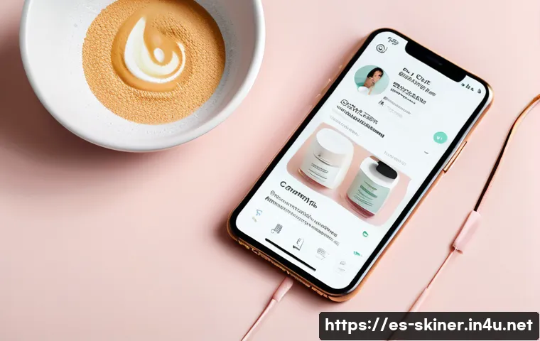 피부관리사의 비즈니스 마케팅 전략 - A professional aesthetician’s social media profile setup scene, showing a sleek smartphone screen wi...